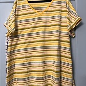 Isaac Mizrahi Yellow and Brown Striped Top